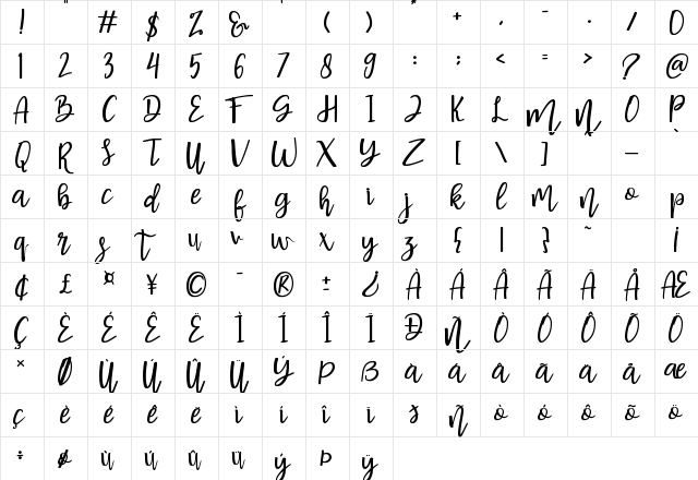 Basuhed Regular  glyph index