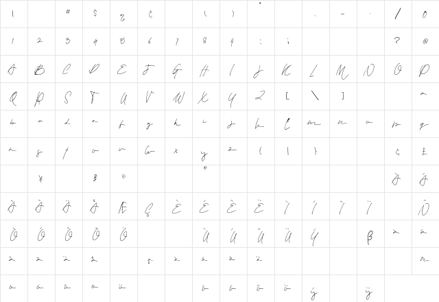 North Grenada Regular  glyph index
