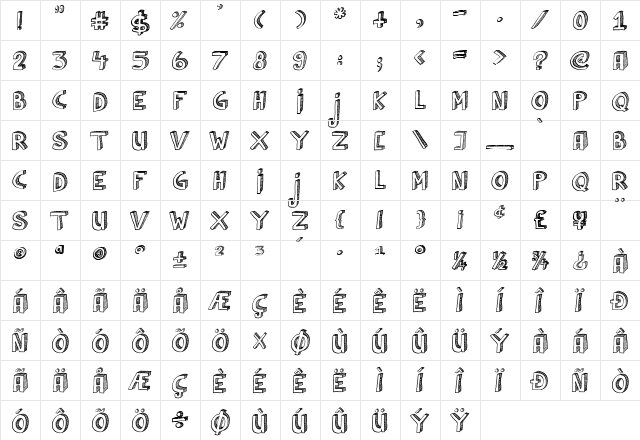 Cul De Sac Regular  glyph index
