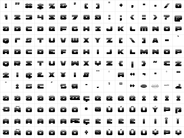 Banjin Halftone Regular  glyph index