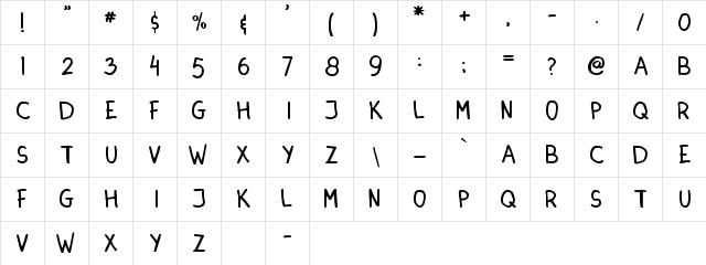 DINSKI CASUAL HANDWRITING Regular  glyph index