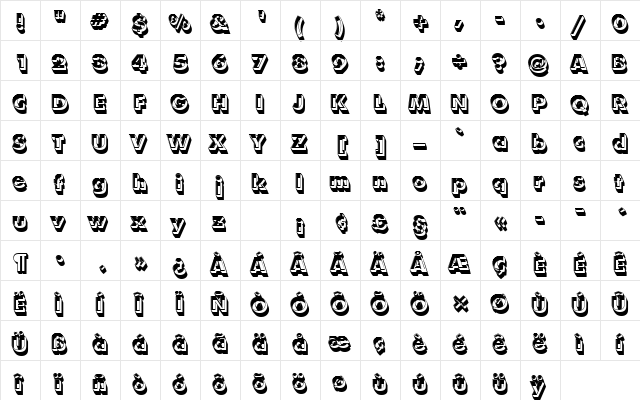 FuturaShaDExtBolSh1 Regular  glyph index