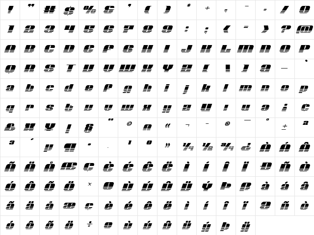 Nolo Contendre Halftone Italic Italic  glyph index