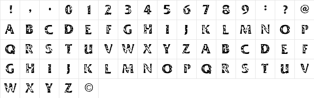 Dimestore Hooker Regular  glyph index