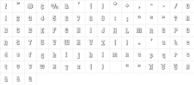 Lokomotiv Regular  glyph index