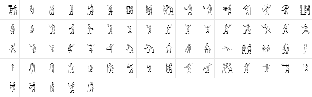 Hyroglyphes One Regular  glyph index