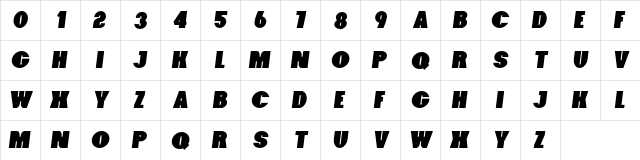 Foxxy Italic  glyph index