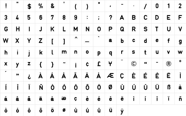 Normalise Din MN Regular  glyph index