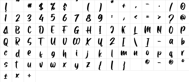 Samuell Solid_DEMO Regular  glyph index