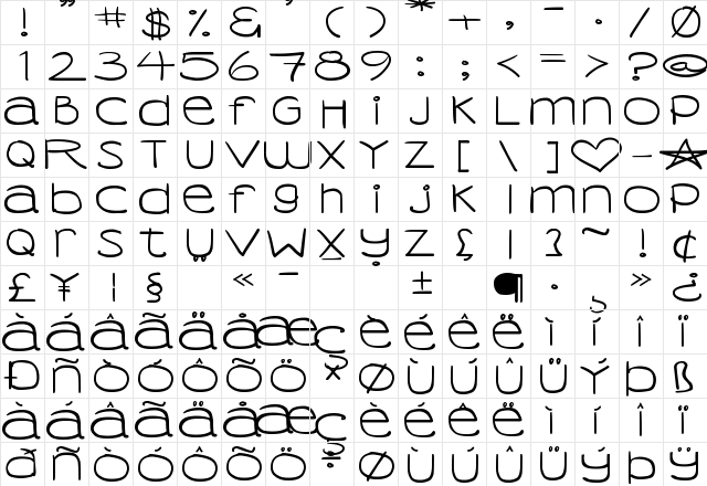 DJB COFFEE SHOPPE VENTI Regular  glyph index