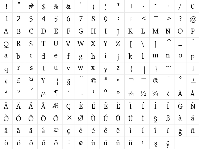 00605 Regular  glyph index
