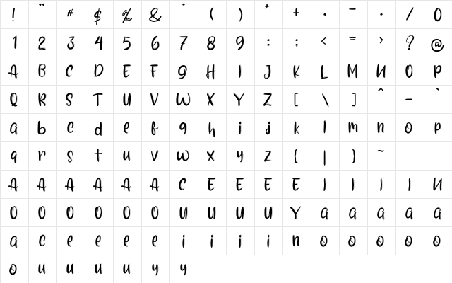 The Wreaths Regular  glyph index