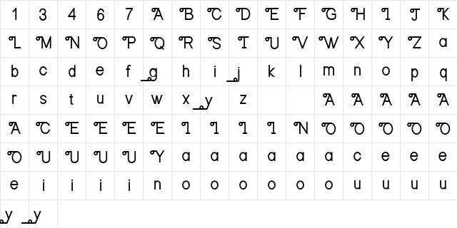 Orangejus Demo Regular  glyph index
