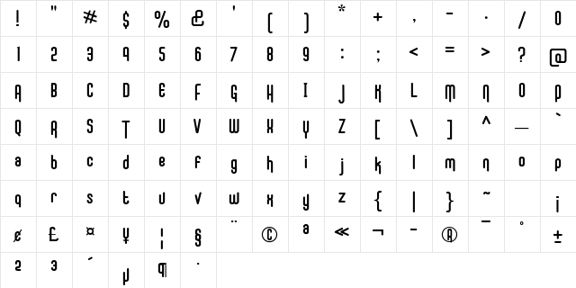 Mychellow Regular  glyph index