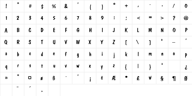 DAGISEA Regular  glyph index