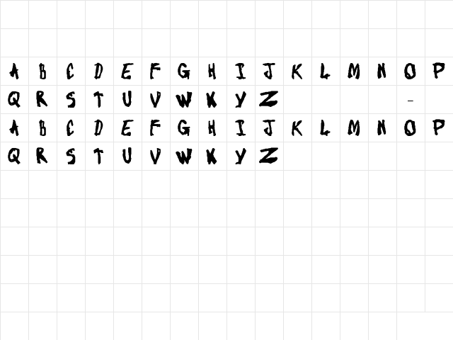 Evil Dead Regular  glyph index