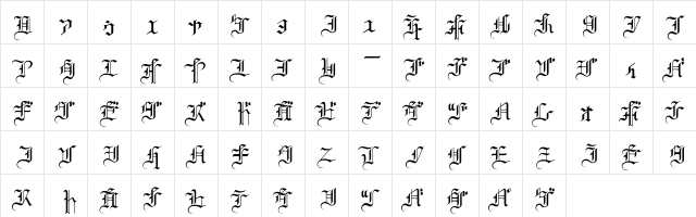 Gelnicarna Regular  glyph index