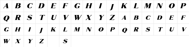 Marques Free Italic  glyph index