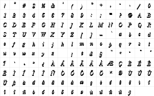 CenturyOldStyTRegItaSh1 Regular  glyph index
