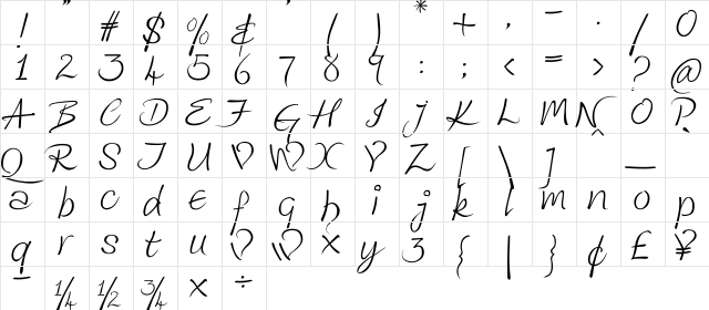 Kingthings Wrote Regular  glyph index