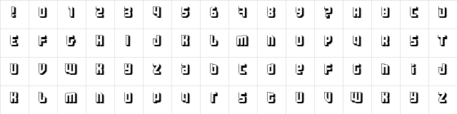 Three the Hard way shadowed Regular  glyph index