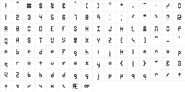 Zoetrope BRK Normal  glyph index
