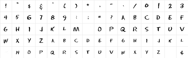 BlackBoardDisplaySCapsSSK Regular  glyph index