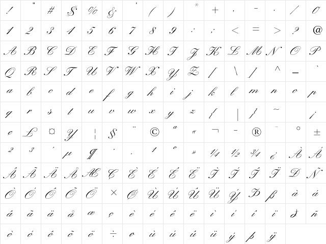 K߮stler Script LT Std Medium Regular  glyph index