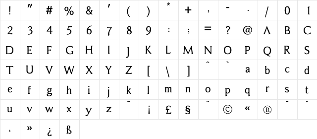 ChaseMed Regular  glyph index