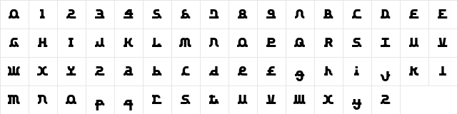 Zansin Regular  glyph index