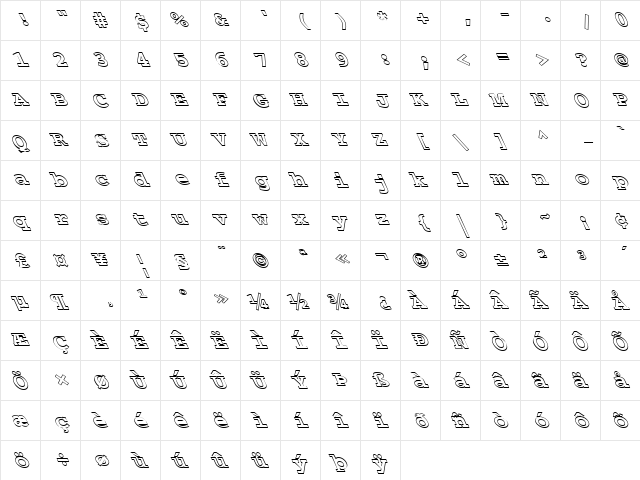 FZ BASIC 54 HOLLOW LEFTY Bold  glyph index
