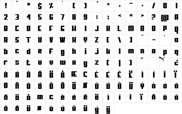 Park Normal  glyph index