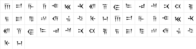 Cunieform Regular  glyph index