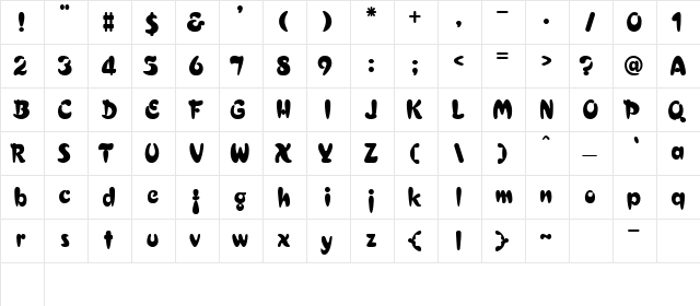 ELAINE Regular  glyph index