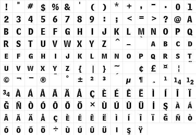 00384 Regular  glyph index