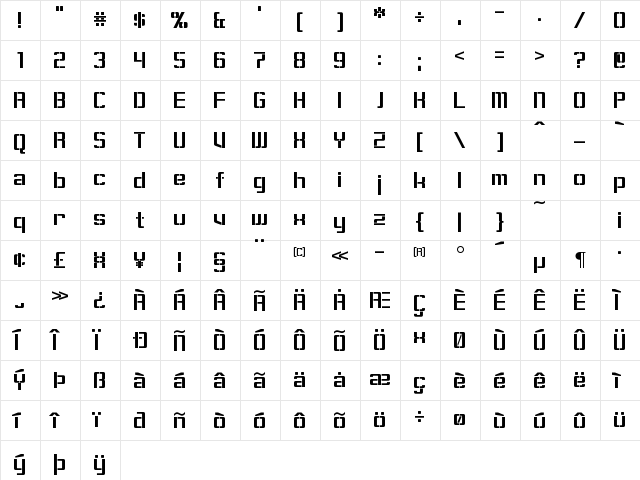 Sorenson Regular  glyph index