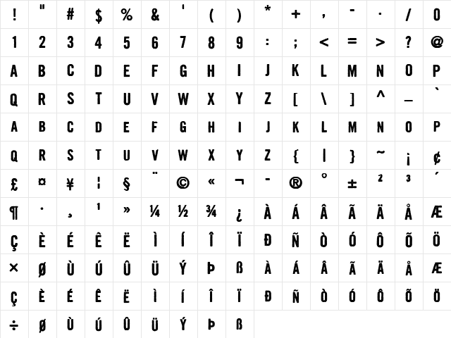 Growly Grin Regular  glyph index