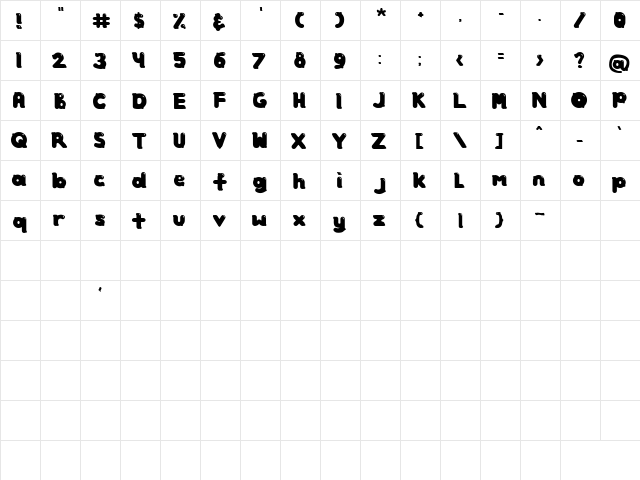 Bath Time Regular  glyph index
