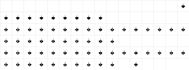 Sunday Sun Regular  glyph index