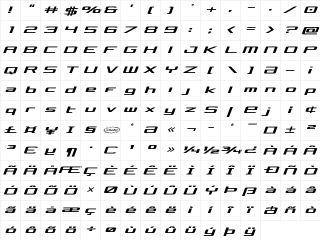 Concielian Expanded Semi-Italic Expanded Semi-Italic  glyph index