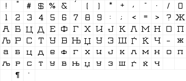 X_Goliat Normal  glyph index