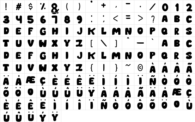 CHILLIN Regular  glyph index