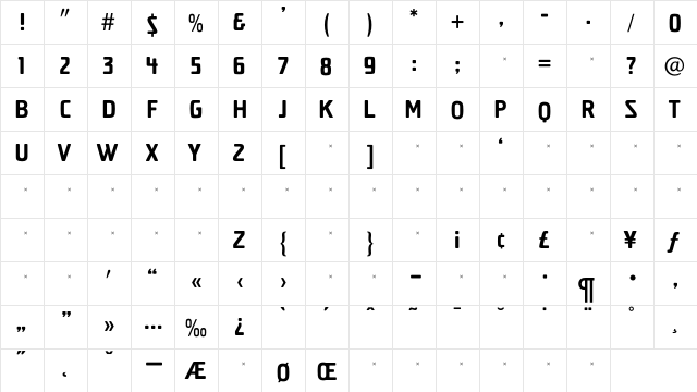 ElstonLight Regular  glyph index