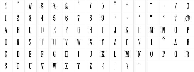 Winchester Caps Regular  glyph index