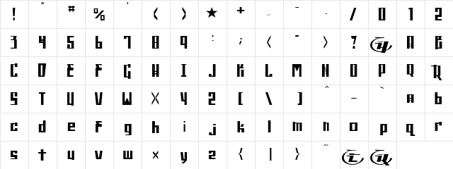 Republica Regular  glyph index