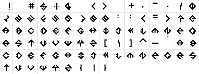 North Square Regular  glyph index