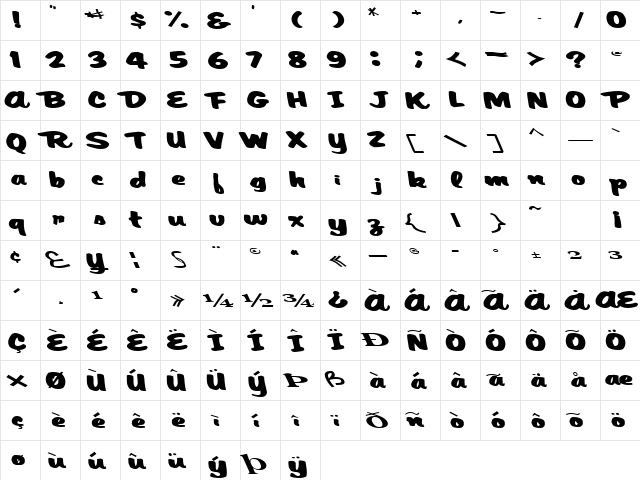 ArtisTicMyth Regular  glyph index