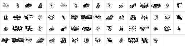 C-USA Regular  glyph index
