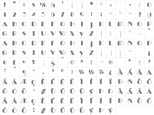 Manbow Lines  glyph index