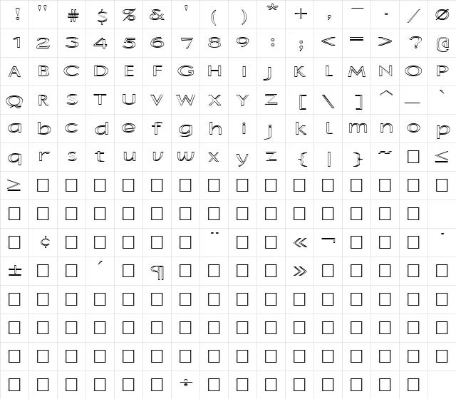 FZ BASIC 11 HOLLOW EX Normal  glyph index